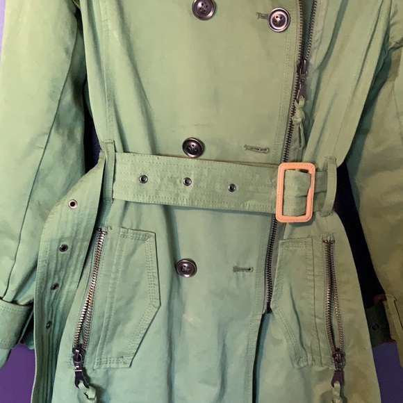 Bright green belted waist coat - Picture 2 of 3